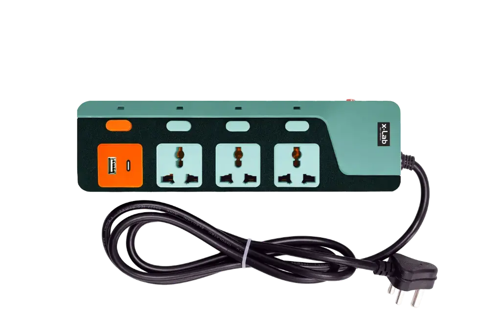 xLab 3 Universal Sockets - 1.5 Meters, Pure Copper Power Extension Board with 6 Individual Switches (XEC-342USB) 